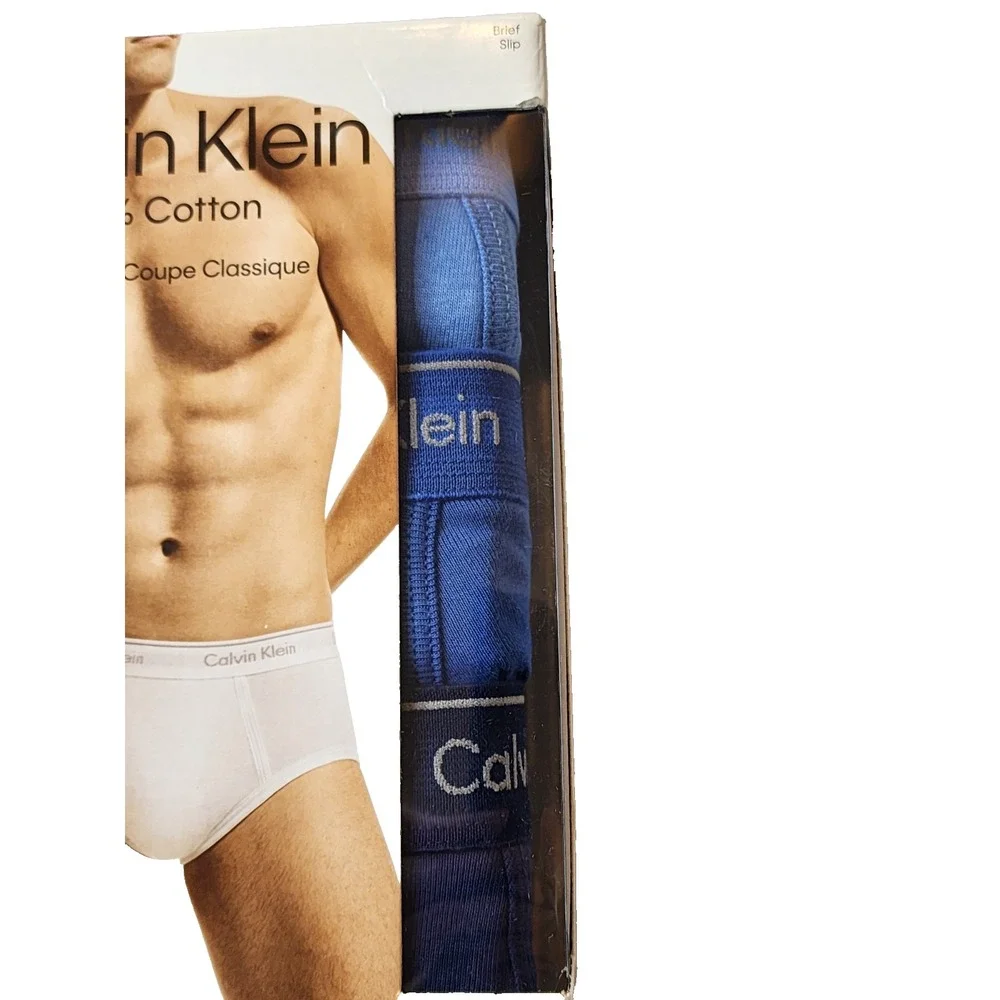 Calvin Klein Men's Brief 100% Cotton Classic Fit Blue‎ 3-pack Size XXL